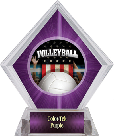 Award Patriot Volleyball Purple Diamond Ice Trophy. Personalization is available on this item.