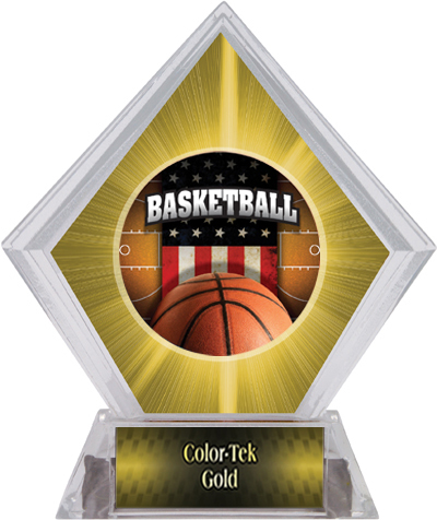 Award Patriot Basketball Yellow Diamond Ice Trophy. Personalization is available on this item.