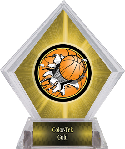 Bust-Out Basketball Yellow Diamond Ice Trophy. Personalization is available on this item.