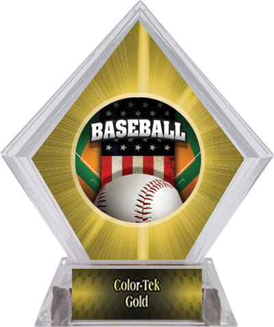 Awards Patriot Baseball Yellow Diamond Ice Trophy. Personalization is available on this item.