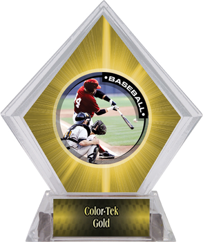 Awards P.R.1 Baseball Yellow Diamond Ice Trophy. Personalization is available on this item.