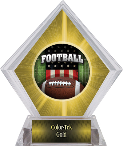 Awards Patriot Football Yellow Diamond Ice Trophy. Personalization is available on this item.