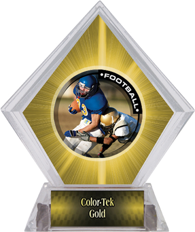 Awards PR2 Football Yellow Diamond Ice Trophy. Personalization is available on this item.