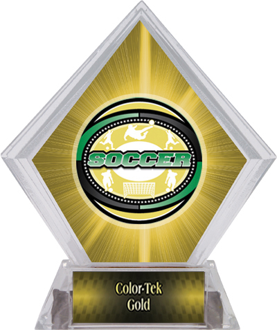 Awards Classic Soccer Yellow Diamond Ice Trophy. Personalization is available on this item.