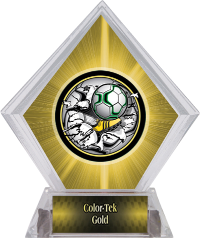 Awards Bust-Out Soccer Yellow Diamond Ice Trophy. Personalization is available on this item.