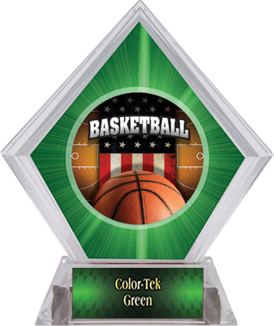 Awards Patriot Basketball Green Diamond Ice Trophy. Personalization is available on this item.