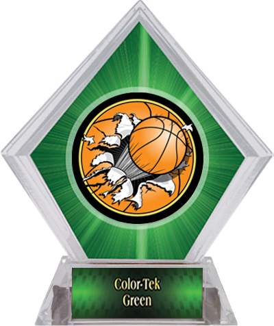 Bust-Out Basketball Green Diamond Ice Trophy. Personalization is available on this item.