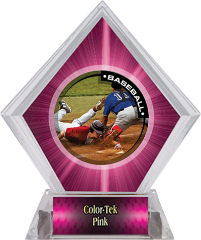 Awards P.R.2 Baseball Pink Diamond Ice Trophy. Personalization is available on this item.