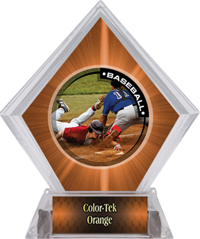 Awards P.R.2 Baseball Orange Diamond Ice Trophy. Personalization is available on this item.