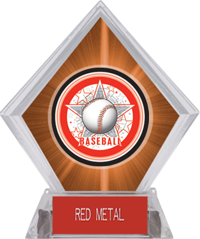 Awards All-Star Baseball Orange Diamond Ice Trophy. Engraving is available on this item.
