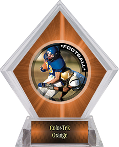 Awards PR2 Football Orange Diamond Ice Trophy. Personalization is available on this item.