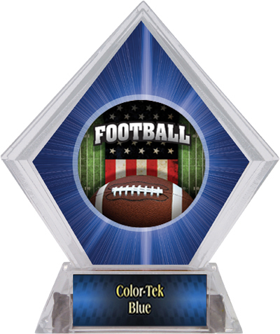 Awards Patriot Football Blue Diamond Ice Trophy. Personalization is available on this item.