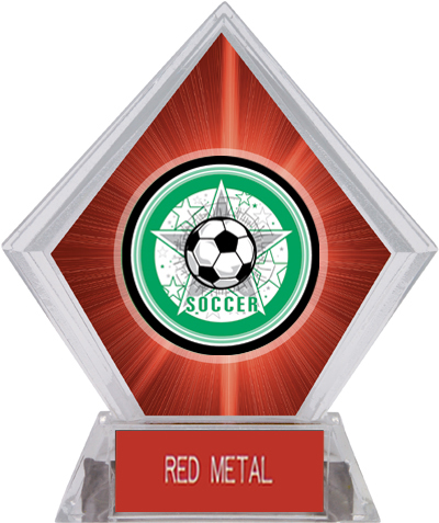 Awards All-Star Soccer Red Diamond Ice Trophy. Engraving is available on this item.