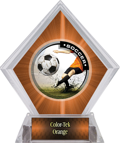 Awards P.R. Male Soccer Orange Diamond Ice Trophy. Personalization is available on this item.