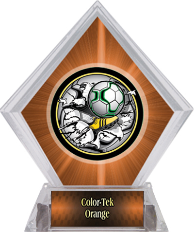 Awards Bust-Out Soccer Orange Diamond Ice Trophy. Personalization is available on this item.