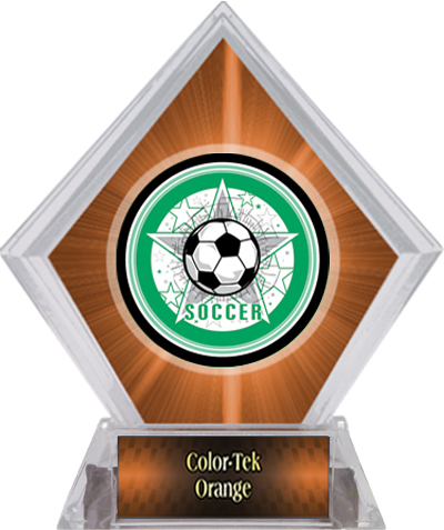 Awards All-Star Soccer Orange Diamond Ice Trophy. Engraving is available on this item.