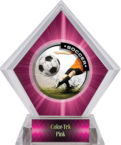 Awards P.R. Male Soccer Pink Diamond Ice Trophy. Personalization is available on this item.