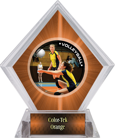 Awards PR1 Volleyball Orange Diamond Ice Trophy. Personalization is available on this item.