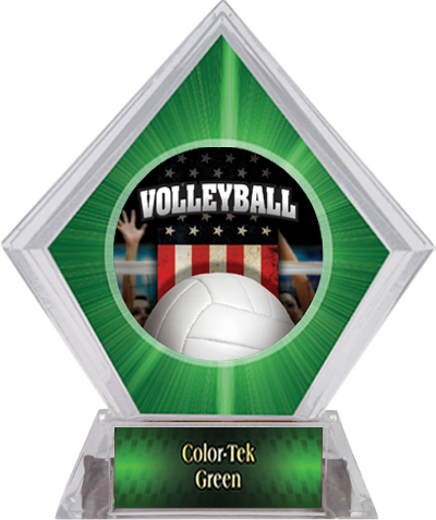 Award Patriot Volleyball Green Diamond Ice Trophy. Personalization is available on this item.