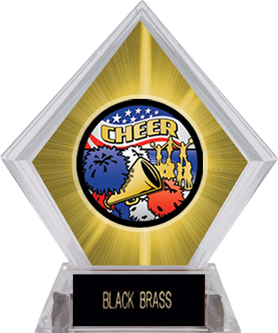 Awards Americana Cheer Yellow Diamond Ice Trophy. Engraving is available on this item.