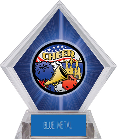 Awards Americana Cheer Blue Diamond Ice Trophy. Engraving is available on this item.