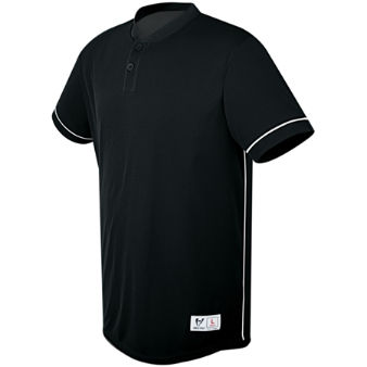 Youth Medium (YM) BLACK/WHITE Two-Button Placket Baseball Jersey
