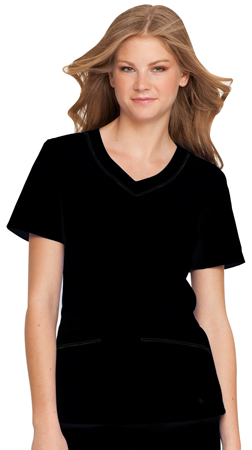 Landau Misses/Womens Rounded Vneck Tunic Scrub Top. Embroidery is available on this item.