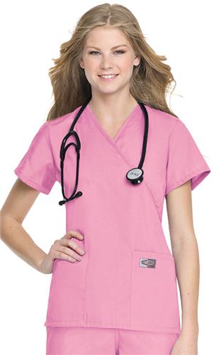 Landau ScrubZone Misses/Womens Faux Wrap Scrub Top. Embroidery is available on this item.