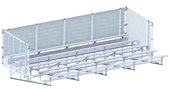 27 FT (5 Row - Single Foot Plank with Chain Link Rail) - Enclosed Bleacher