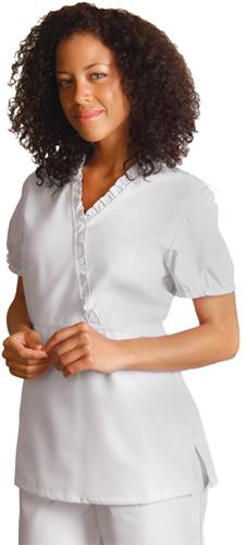 Adar Womens Baby Doll Ruffle Scrub Top. Embroidery is available on this item.