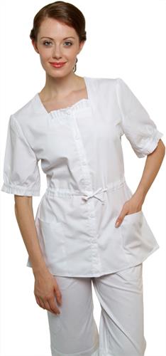 Adar Womens Squareneck Hostess Top. Embroidery is available on this item.