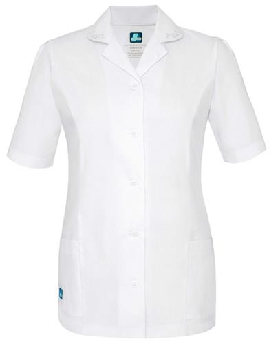 Adar Womens Embroidered Collar Nurse Top. Embroidery is available on this item.