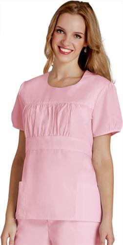 Adar Womens Shirred Midriff Uniform Top. Embroidery is available on this item.
