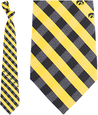 Eagles Wings NCAA Iowa Woven Poly Check Tie