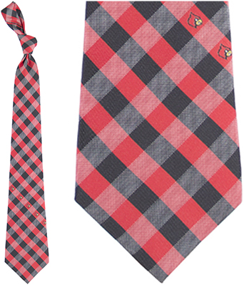 Eagles Wings NCAA Louisville Woven Poly Check Tie