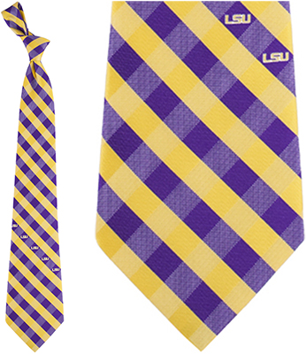 Eagles Wings NCAA LSU Tigers Woven Poly Check Tie