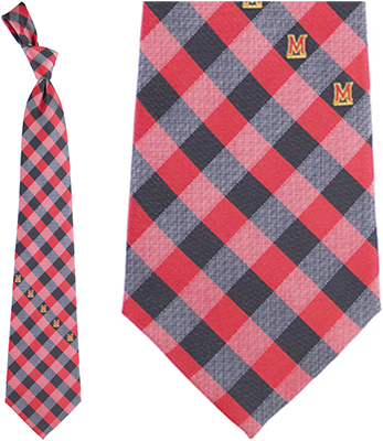 Eagles Wings NCAA Maryland Woven Poly Check Tie