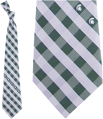 Eagles Wings NCAA Michigan St Woven Poly Check Tie