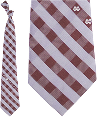 Eagles Wings NCAA Mississippi St Woven Check Tie