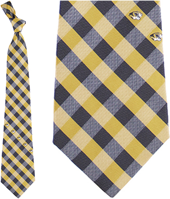 Eagles Wings NCAA Missouri Woven Poly Check Tie