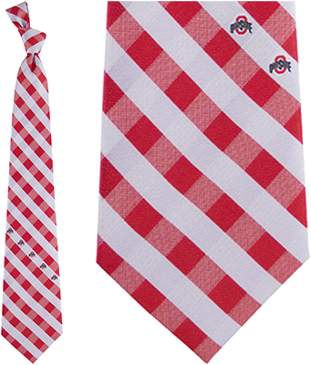 Eagles Wings NCAA Ohio State Woven Poly Check Tie