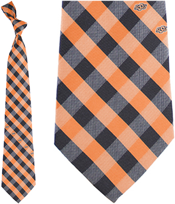 Eagles Wings NCAA Oklahoma St Woven Poly Check Tie