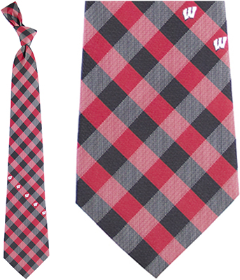 Eagles Wings NCAA Wisconsin Woven Poly Check Tie