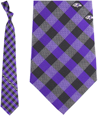 Eagles Wings NFL Ravens Woven Poly Check Tie