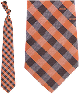 Eagles Wings NFL Browns Woven Poly Check Tie