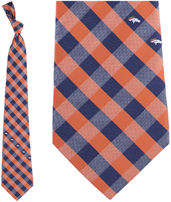 Eagles Wings NFL Broncos Woven Poly Check Tie
