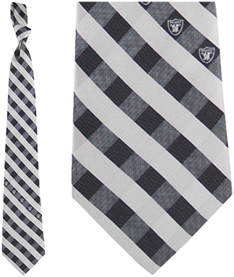 Eagles Wings NFL Raiders Woven Poly Check Tie