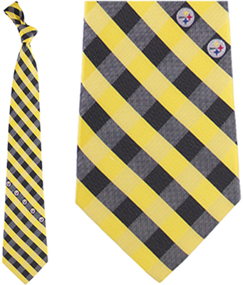 Eagles Wings NFL Steelers Woven Poly Check Tie