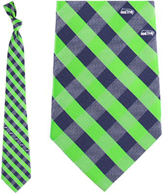 Eagles Wings NFL Seahawks Woven Poly Check Tie
