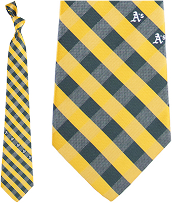 Eagles Wings MLB Oakland A's Woven Poly Check Tie